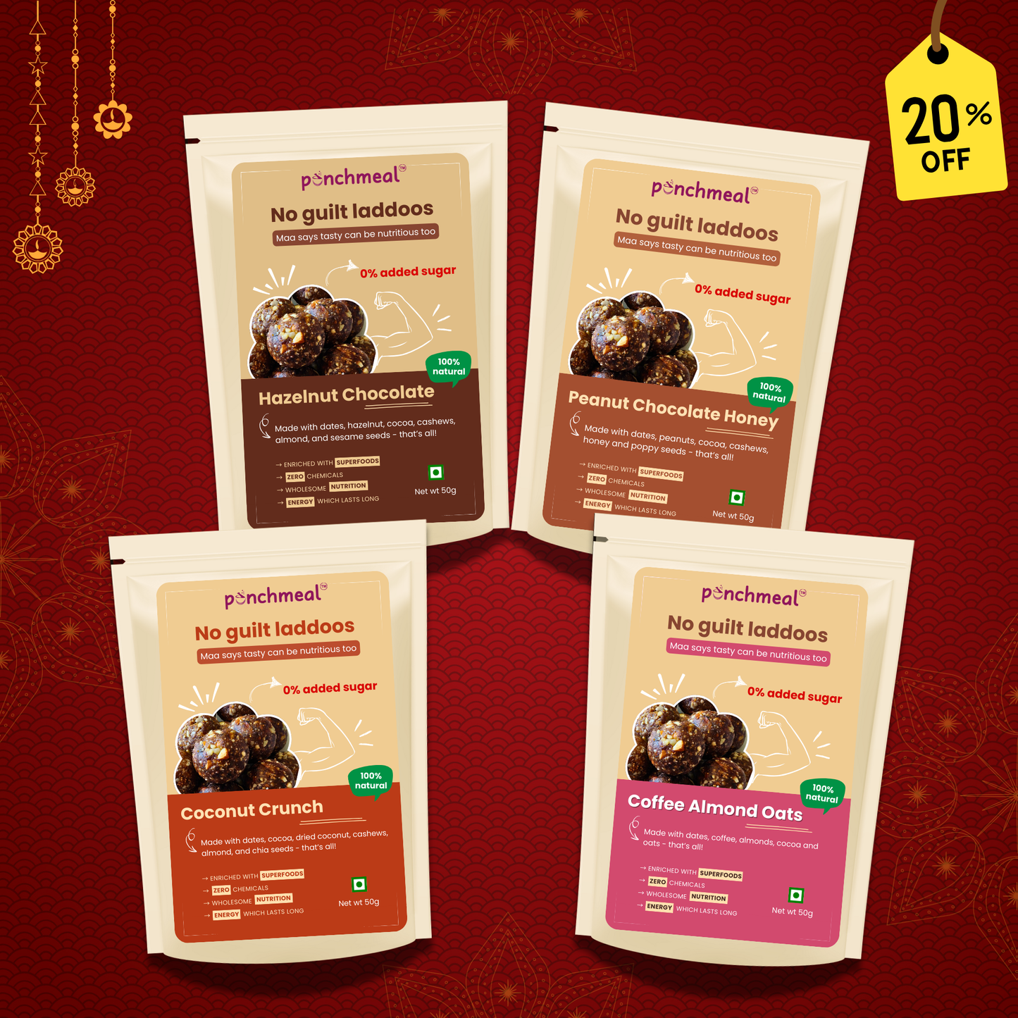Assorted Laddoo Box (5 x 4 flavours) - No Added Sugar | 100% Natural