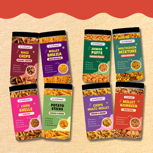 Chatpata Healthy Namkeen Box - 8 varieties - No Palm Oil & Roasted